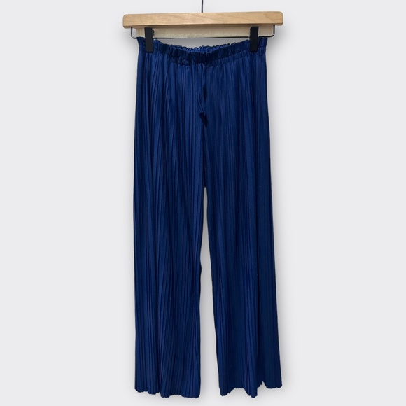 Zara Other - Zara Kids Girl Pleated Culottes Wide Leg Pants Navy Blue